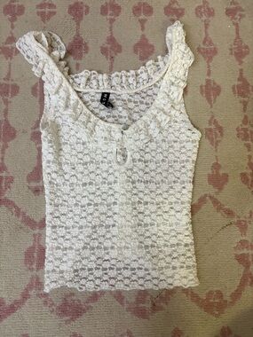 Motel Rocks White Lace Ruffled Camisole